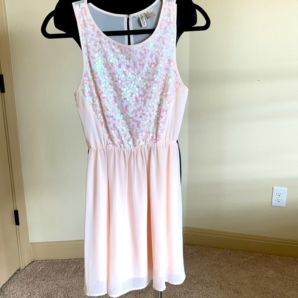 H & M Divided Blush Colored Sparkle Dress